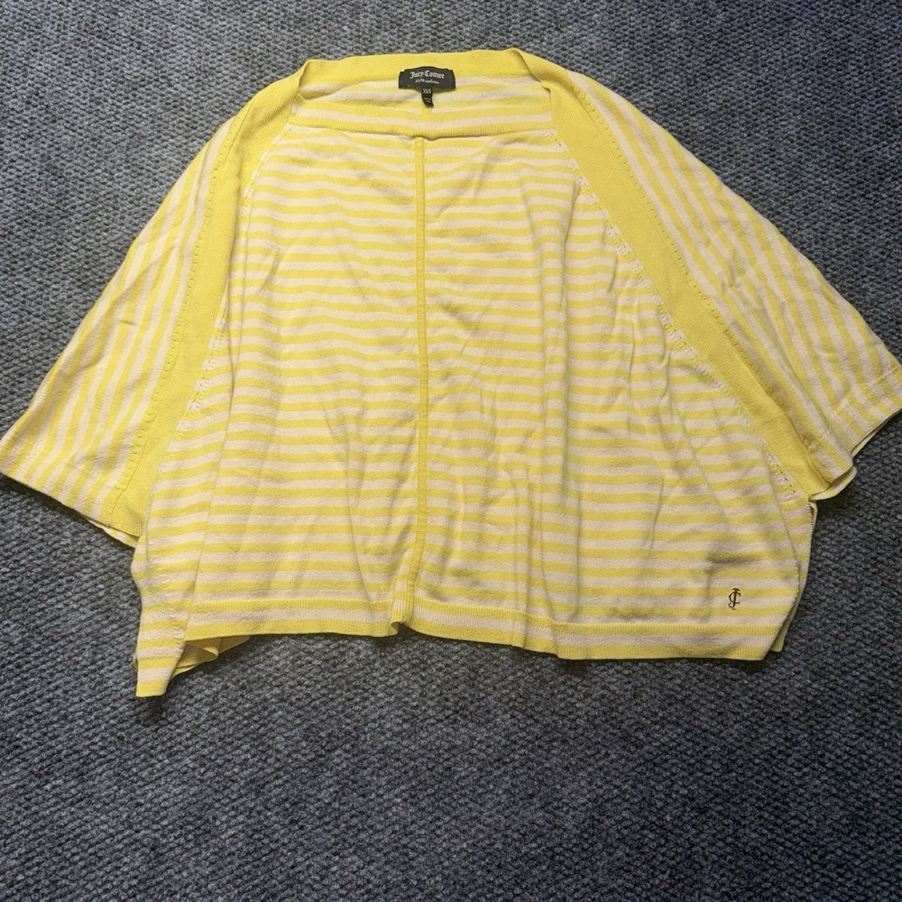 Juicy Couture 100% Cashmere Yellow Poncho size XS/S Striped Soft Luxurious Shirt